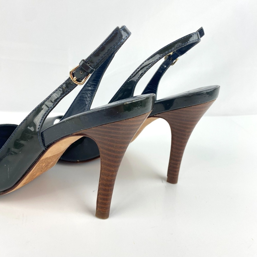Cole Haan NikeAir Patent Leather Heels Women's 7B Black Open Toe Slingback Pumps - Picture 4 of 8